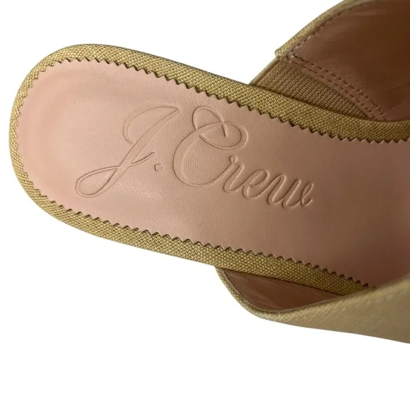 NWT J. Crew Light Khaki Linen Slide Wedge Size 7.5M - Picture 4 of 10